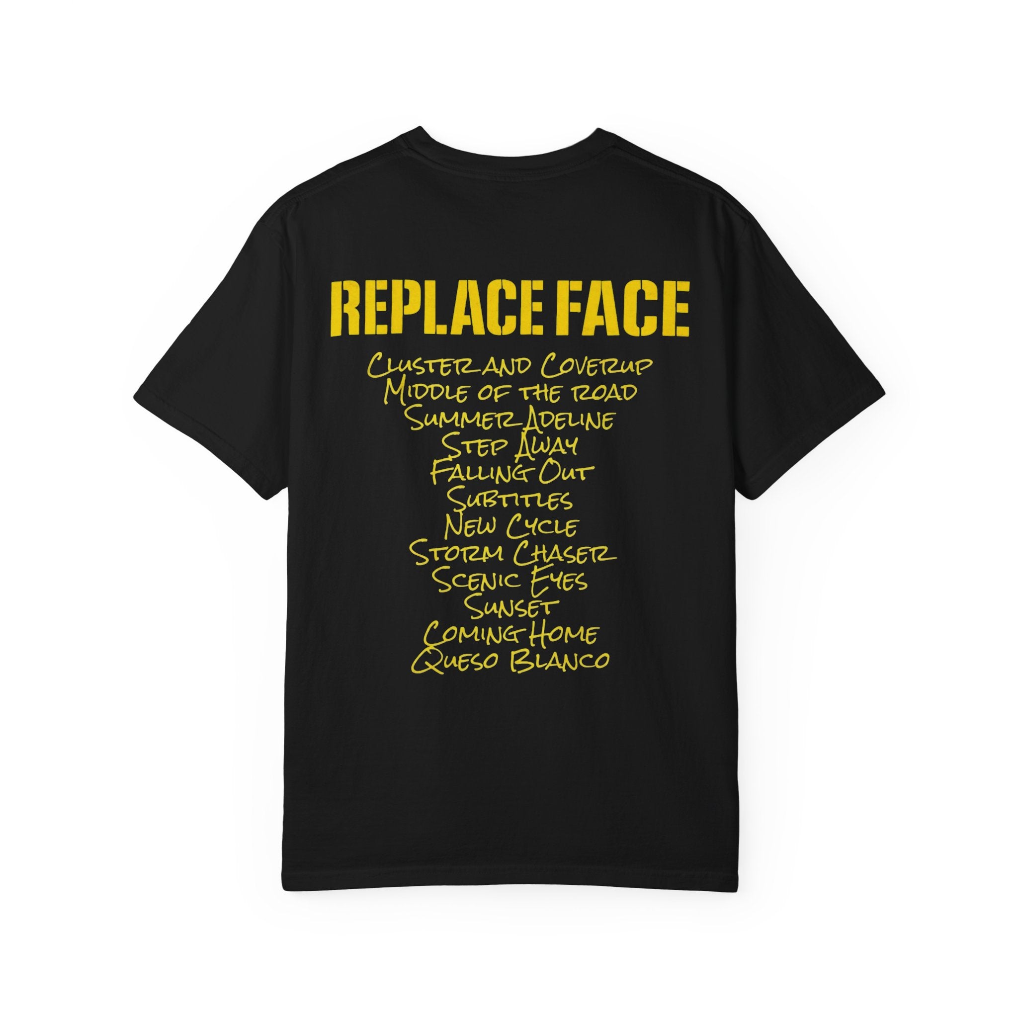 Jumpseat Ready T‑Shirt — Band Tour Tee with 'Replace Face' Tracklist